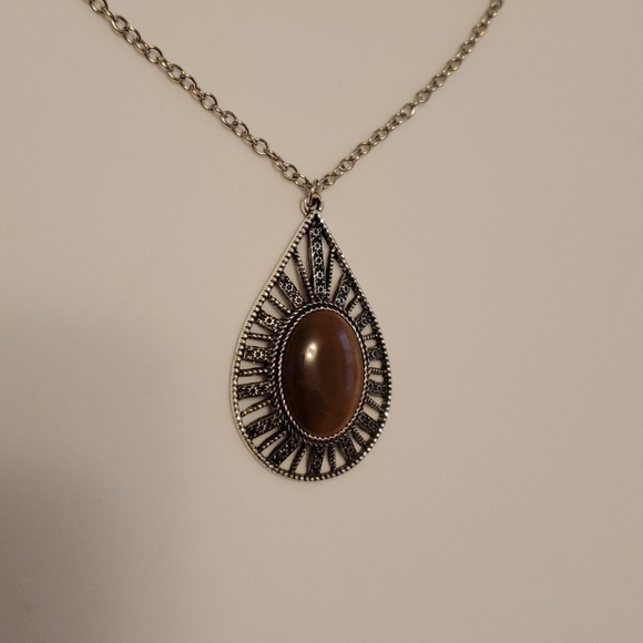 Paparazzi Long Necklace Brown and Silver New - Picture 2 of 12